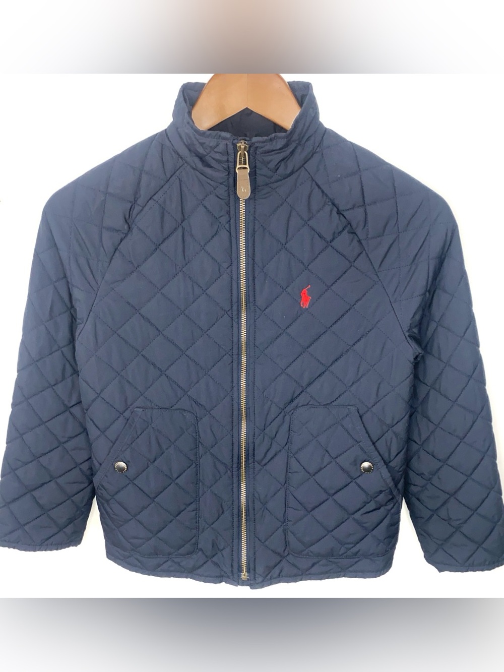 Polo Ralph Lauren Navy Blue Quilted Puffer Jacket Embroidered Logo Size Small 8